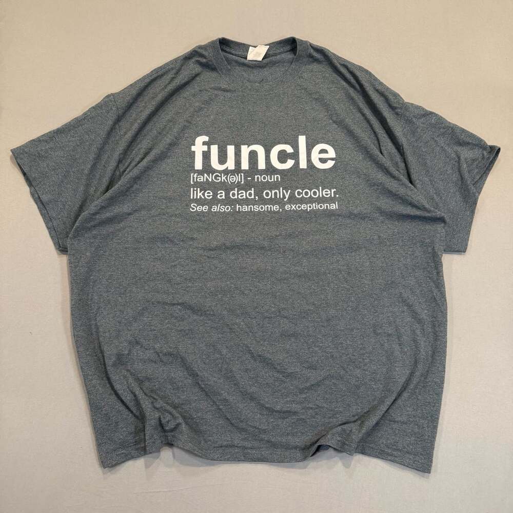 Gildan Funcle Definition T-Shirt Size 2XL Grey Cotton Graphic Novelty